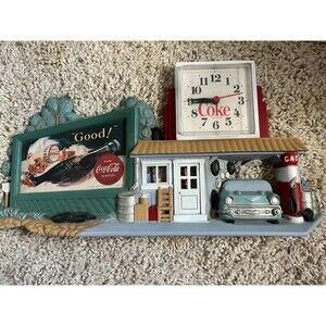 Vintage Burwood Coca Cola Garage Service Gas Station Wall Clock Made In USA